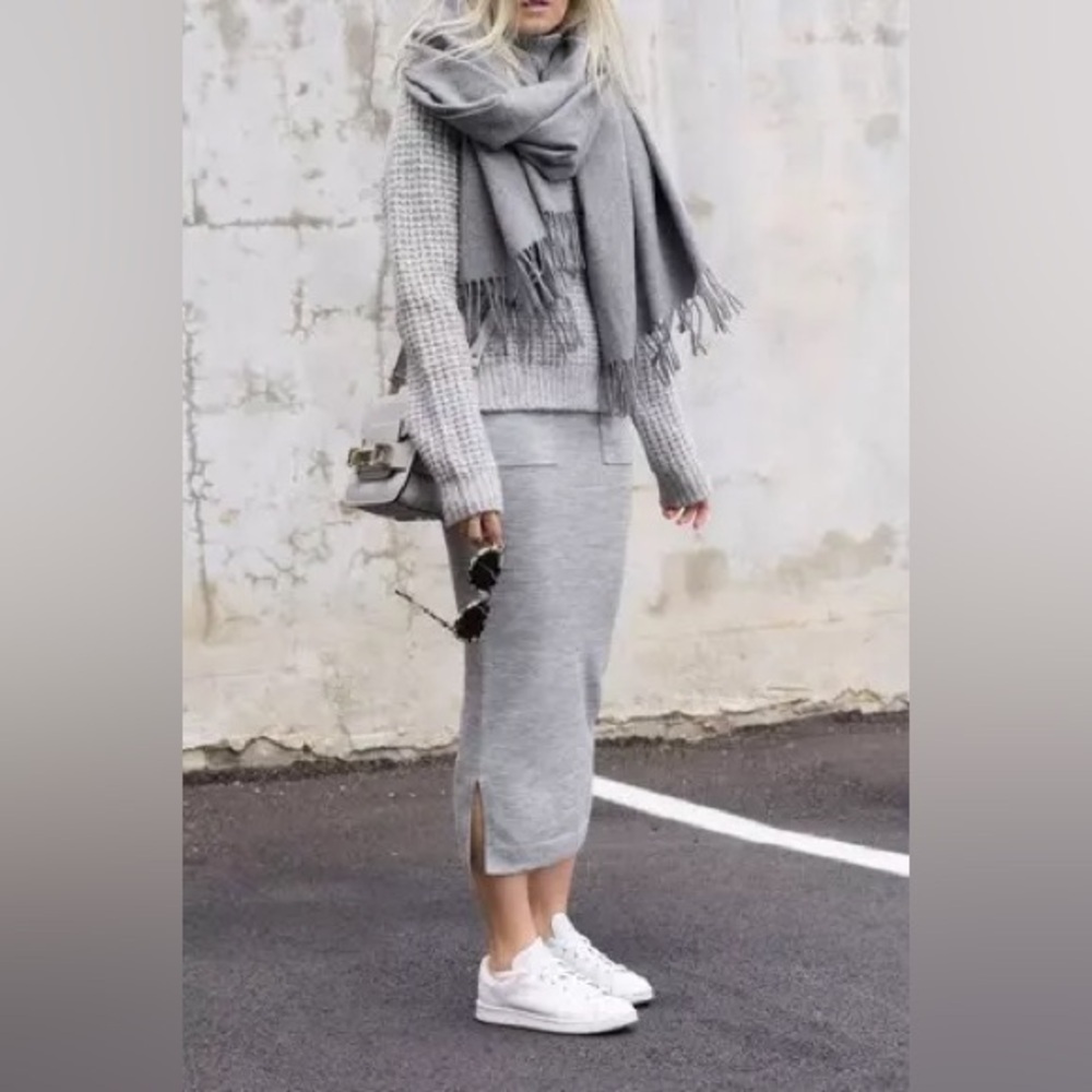 Madewell Belmont mock neck rib knit ottoman stitch sweater in oatmeal color - Picture 3 of 12